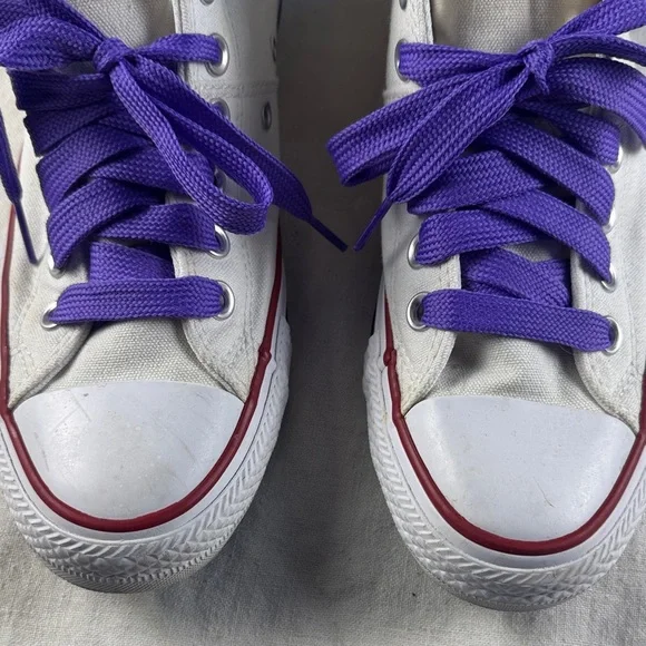Converse Mid Madison Allstars Size 8 with Purple Laces - Picture 2 of 11